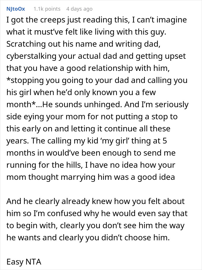 Reddit user shares experience of stepdad trying to displace kids’ bio dad and struggles with acceptance in family dynamics.