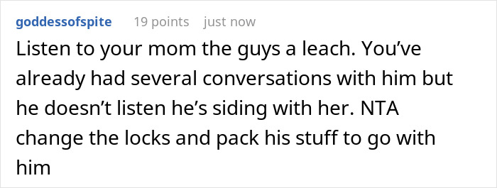 Screenshot of a Reddit comment discussing a guy secretly giving his sister a key to his girlfriend’s house causing conflict.