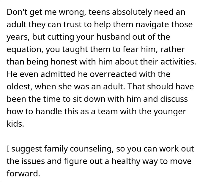 Man’s reaction to teen daughter’s relationship reveals why wife helped hide it, highlighting family trust and communication issues.