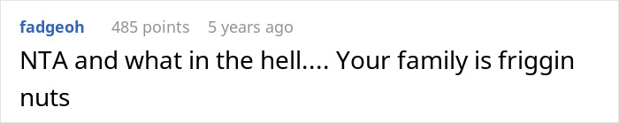 Screenshot of a Reddit comment reacting to parents demanding a woman give up an amazing career opportunity for her golden-child sister. Screenshot of a Reddit comment reacting to parents demanding a woman give up an amazing career opportunity for her golden-child sister.