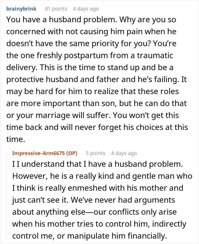 Text conversation showing a new mom recovering from childbirth, fighting MIL’s demands to honor her culture in baby’s name.