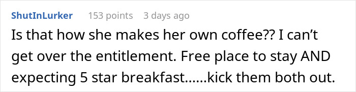 Comment about MIL offering morning coffee for DIL but ignoring instructions after demand for fancy recipe. Comment about MIL offering morning coffee for DIL but ignoring instructions after demand for fancy recipe.