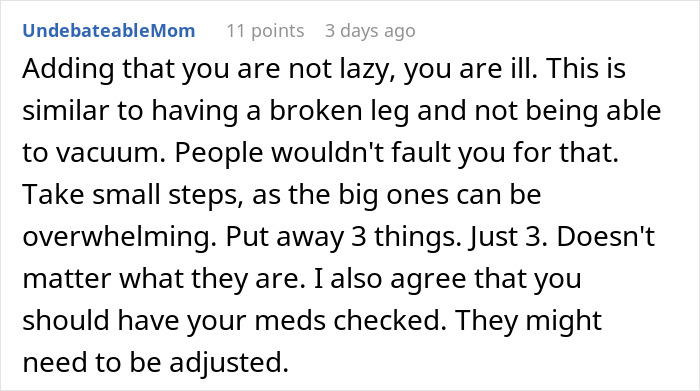 Comment on parents trying to cure daughter&rsquo;s depression by removing mattress and calling her lazy for sleeping in.