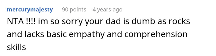 Comment criticizing a selfish dad demanding an apology from daughter after ruining her Christmas memory.