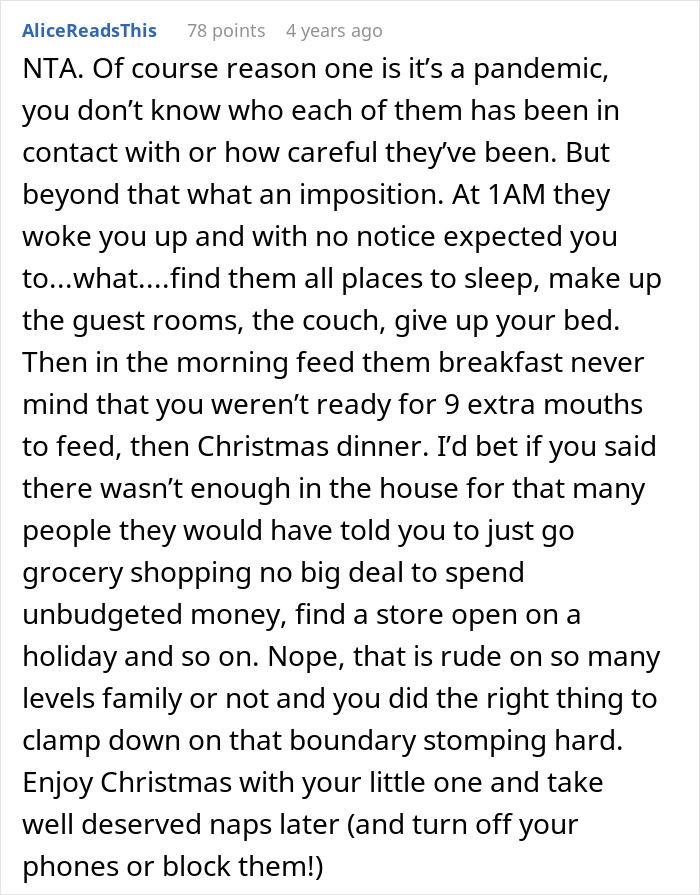 Family tries to surprise man by arriving at 1 a.m. on Christmas and gets kicked out for imposing on his space and plans. Family tries to surprise man by arriving at 1 a.m. on Christmas and gets kicked out for imposing on his space and plans.