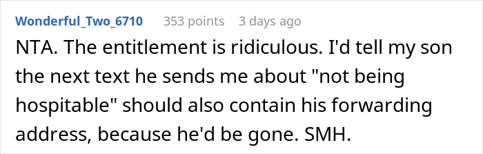 Comment from Reddit user discussing MIL offering to make morning coffee for DIL but ignoring instructions after fancy recipe demand. Comment from Reddit user discussing MIL offering to make morning coffee for DIL but ignoring instructions after fancy recipe demand.