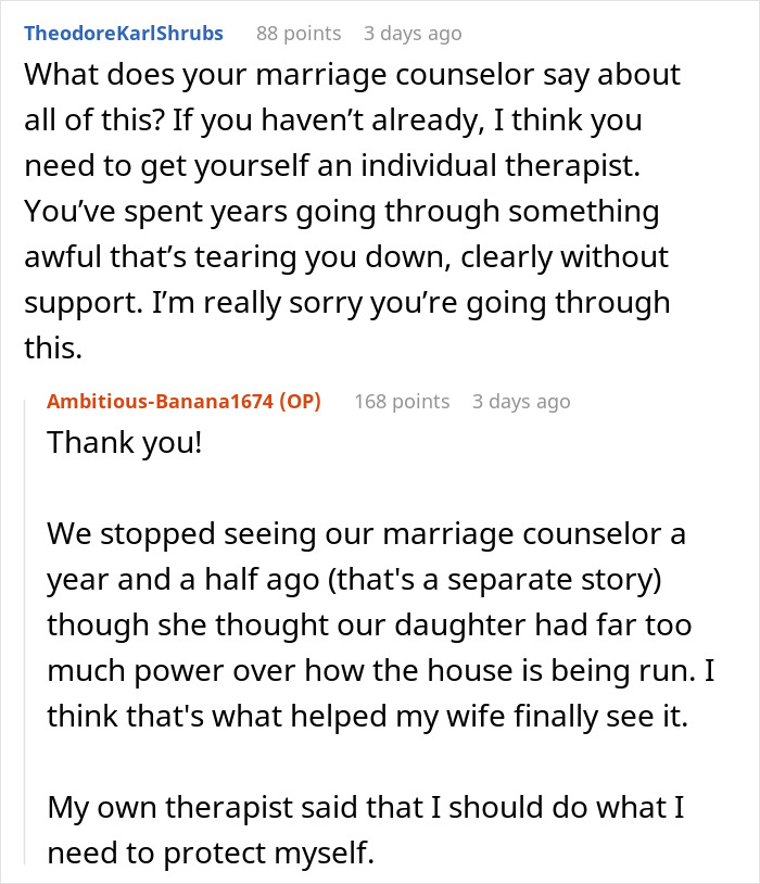 Reddit conversation discussing a man enduring a teen’s rude attitude for years and considering ending family ties.