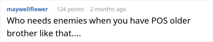 Text post on a social media platform about sibling rivalry, featuring a reaction about a boyfriend admitting the girlfriend was a sibling rivalry trophy. Text post on a social media platform about sibling rivalry, featuring a reaction about a boyfriend admitting the girlfriend was a sibling rivalry trophy.