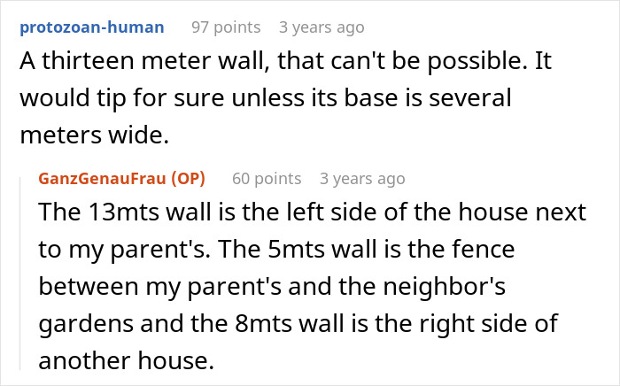 Screenshot of a forum discussion about a neighbor demanding removal of a plant wall, revealing a pure concrete view. Screenshot of a forum discussion about a neighbor demanding removal of a plant wall, revealing a pure concrete view.