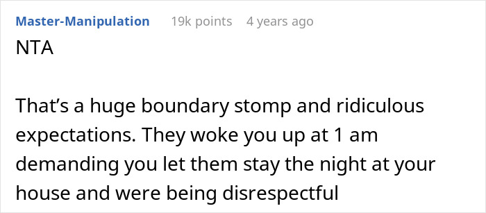 Comment discussing family arriving at 1 a.m., boundary issues, and disrespect after trying to surprise man on Christmas. Comment discussing family arriving at 1 a.m., boundary issues, and disrespect after trying to surprise man on Christmas.