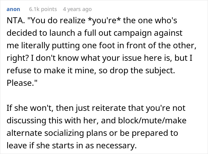 Screenshot of a forum comment where an avid walker defends doing 20K steps per day after being mocked by SIL. Screenshot of a forum comment where an avid walker defends doing 20K steps per day after being mocked by SIL.