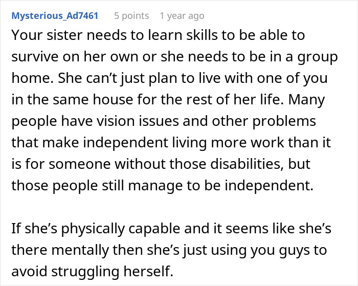 Caretaker frustrated with sister’s constant guilt trips after years of sacrificing career and personal goals. Caretaker frustrated with sister’s constant guilt trips after years of sacrificing career and personal goals.