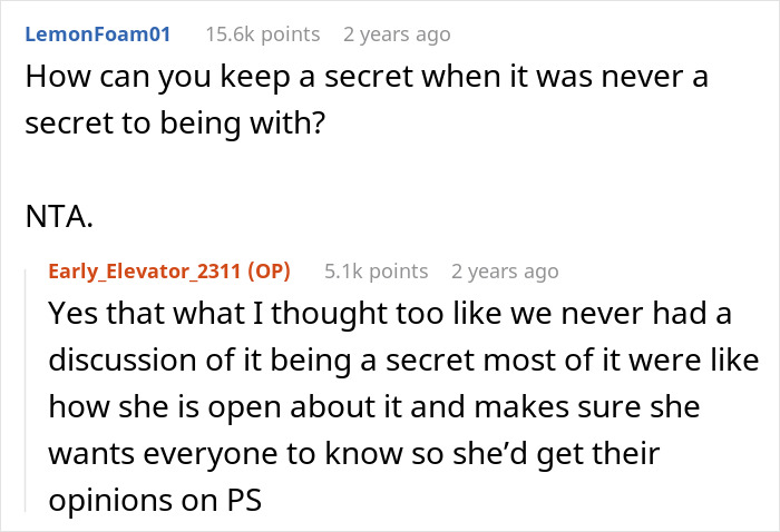 Reddit conversation discussing friendship crumbling after woman exposes friend’s secret to her husband.