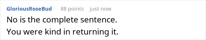 Comment about kindness and returning an item, displayed in a simple black text on white background, aunt crib storage baby context. Comment about kindness and returning an item, displayed in a simple black text on white background, aunt crib storage baby context.