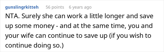 Comment about saving money for daughter’s surgeries, suggesting working longer to afford the costs and save up together. Comment about saving money for daughter’s surgeries, suggesting working longer to afford the costs and save up together.