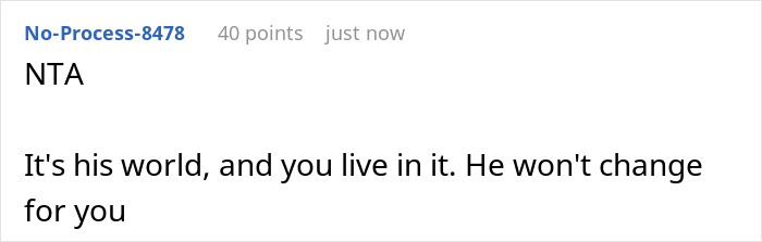 Screenshot of an online comment saying "NTA" and discussing a fiance babysitting daughter while hunting. Screenshot of an online comment saying "NTA" and discussing a fiance babysitting daughter while hunting.