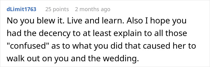 Screenshot of a Reddit comment criticizing a guy who used ChatGPT to write wedding vows and caused the bride to run away. Screenshot of a Reddit comment criticizing a guy who used ChatGPT to write wedding vows and caused the bride to run away.
