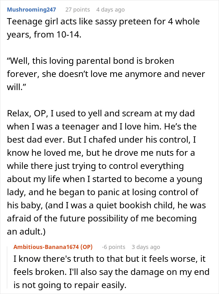 Man suffers teen’s rude attitude for years, struggling with broken family bonds and considering ending relationships.