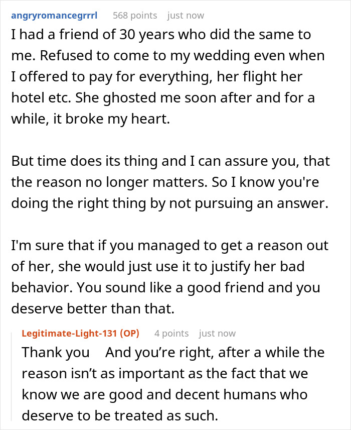 Commenter sharing experience about best friend no contact returns and the emotional impact of ghosting after 30 years of friendship. Commenter sharing experience about best friend no contact returns and the emotional impact of ghosting after 30 years of friendship.