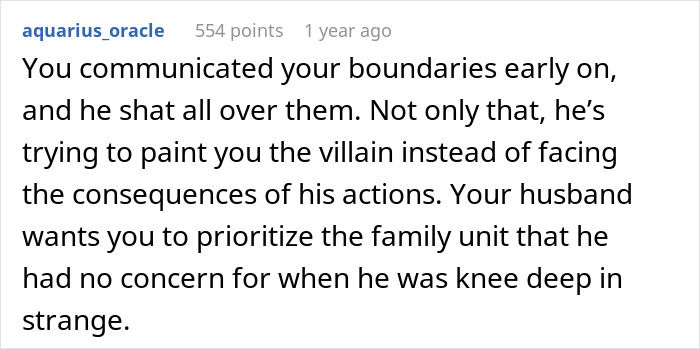 Comment explaining a husband cheating during pregnancy and postpartum while blaming his wife for breaking the family. Comment explaining a husband cheating during pregnancy and postpartum while blaming his wife for breaking the family.