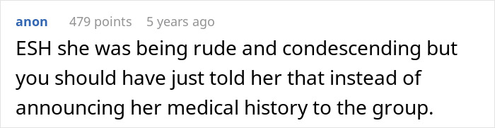 Screenshot of a Reddit comment discussing a white lady lecturing black friend about accepting her natural skin and surgery choices.