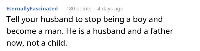 Comment text on a white background discussing MIL demanding baby’s name honor her culture while new mom fights for her heritage.