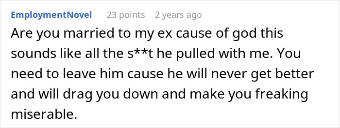 Screenshot of a Reddit comment warning about a man lying about his master’s degree and causing relationship issues. Screenshot of a Reddit comment warning about a man lying about his master’s degree and causing relationship issues.