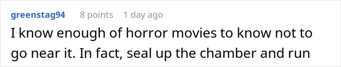 Comment about horror movies and sealing off a chamber in response to the world’s biggest spider web discovery. Comment about horror movies and sealing off a chamber in response to the world’s biggest spider web discovery.