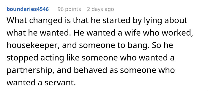 Comment highlighting a man treating his wife like a servant, leading to loss of attraction in their relationship. Comment highlighting a man treating his wife like a servant, leading to loss of attraction in their relationship.