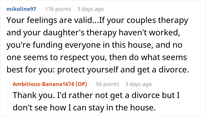 Screenshot of a Reddit conversation about a man dealing with a teen’s rude attitude and family struggles.