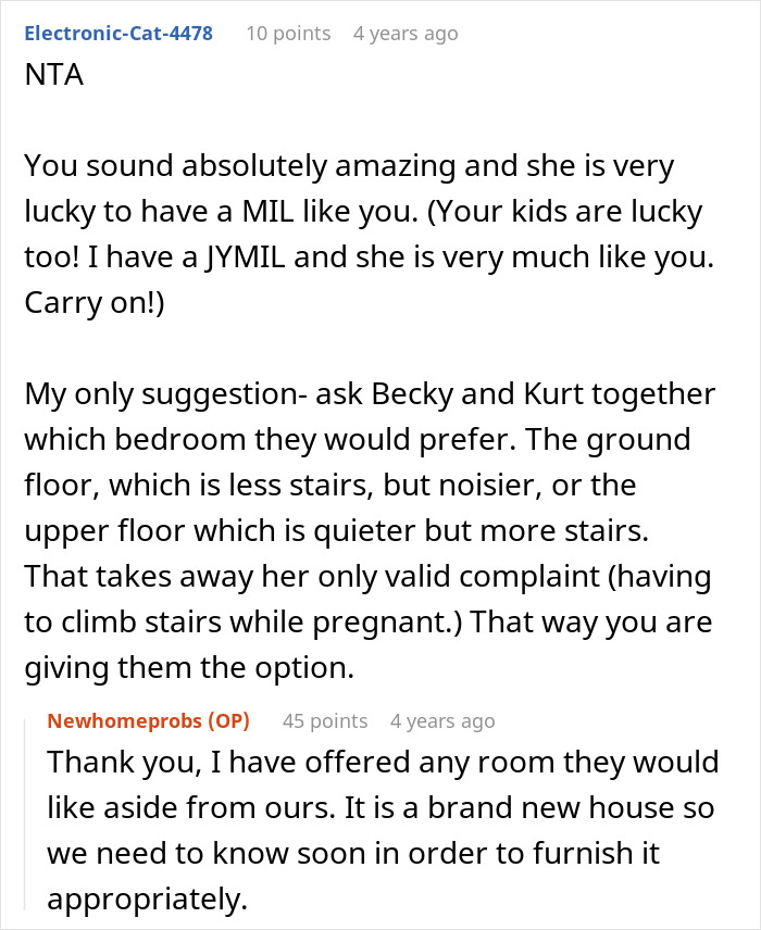 Text conversation about MIL telling DIL the world doesn’t revolve around her pregnancy after complaints about stairs.