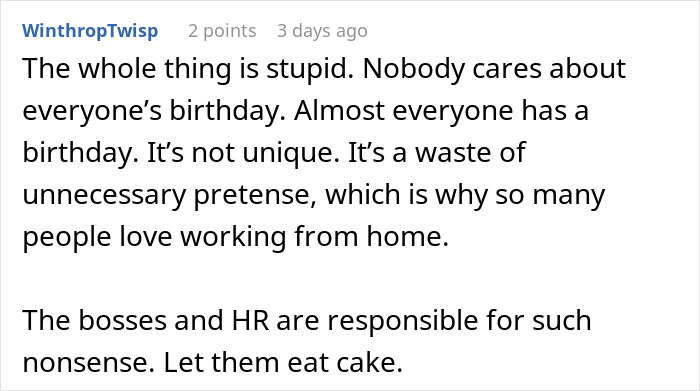 Comment about coworkers ghosting birthday organizer and causing no birthdays in workplace Venmo group chat. Comment about coworkers ghosting birthday organizer and causing no birthdays in workplace Venmo group chat.