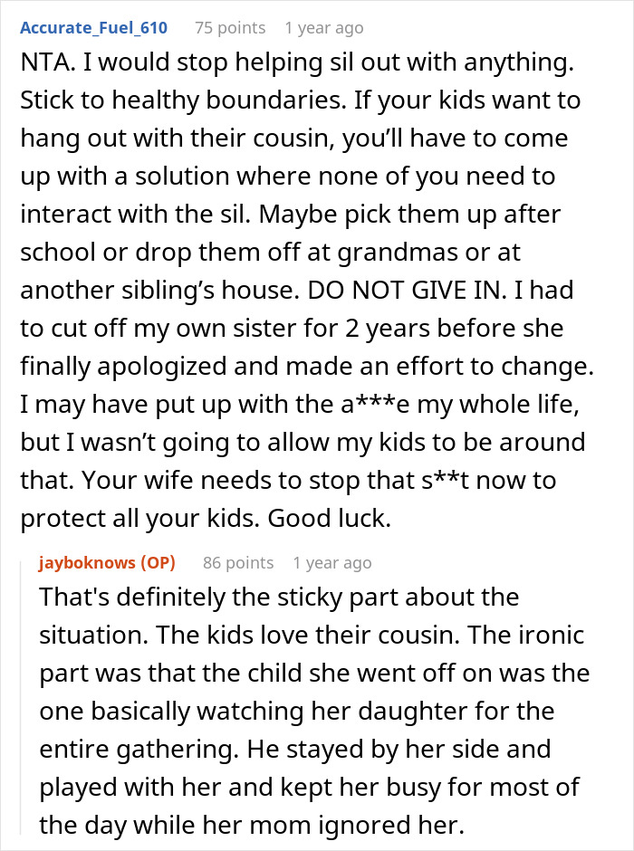 Online forum discussion about husband dragging wife and kids from Thanksgiving after sister’s major tantrum.