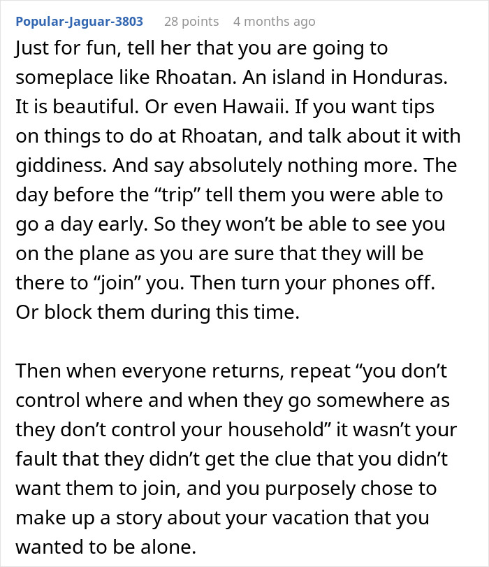 Couple Trick Clingy MIL By Changing Their Vacation Plans Last Minute: "Cue The Waterworks And Victimization" Couple Trick Clingy MIL By Changing Their Vacation Plans Last Minute: "Cue The Waterworks And Victimization"