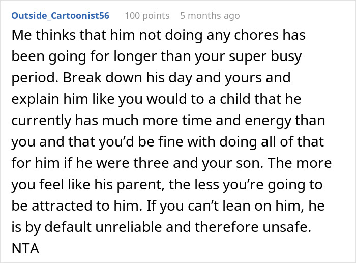 Comment discussing how a man treating his wife like his servant causes loss of attraction and relationship issues. Comment discussing how a man treating his wife like his servant causes loss of attraction and relationship issues.