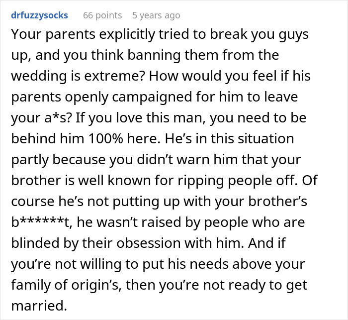 Comment discussing bride’s family drama and fiancé’s threat to take her brother to court causing wedding conflict. Comment discussing bride’s family drama and fiancé’s threat to take her brother to court causing wedding conflict.