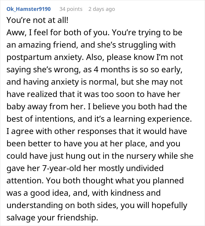 Friend agrees to babysit overnight while mom struggles with postpartum anxiety and makes frequent panic calls. Friend agrees to babysit overnight while mom struggles with postpartum anxiety and makes frequent panic calls.