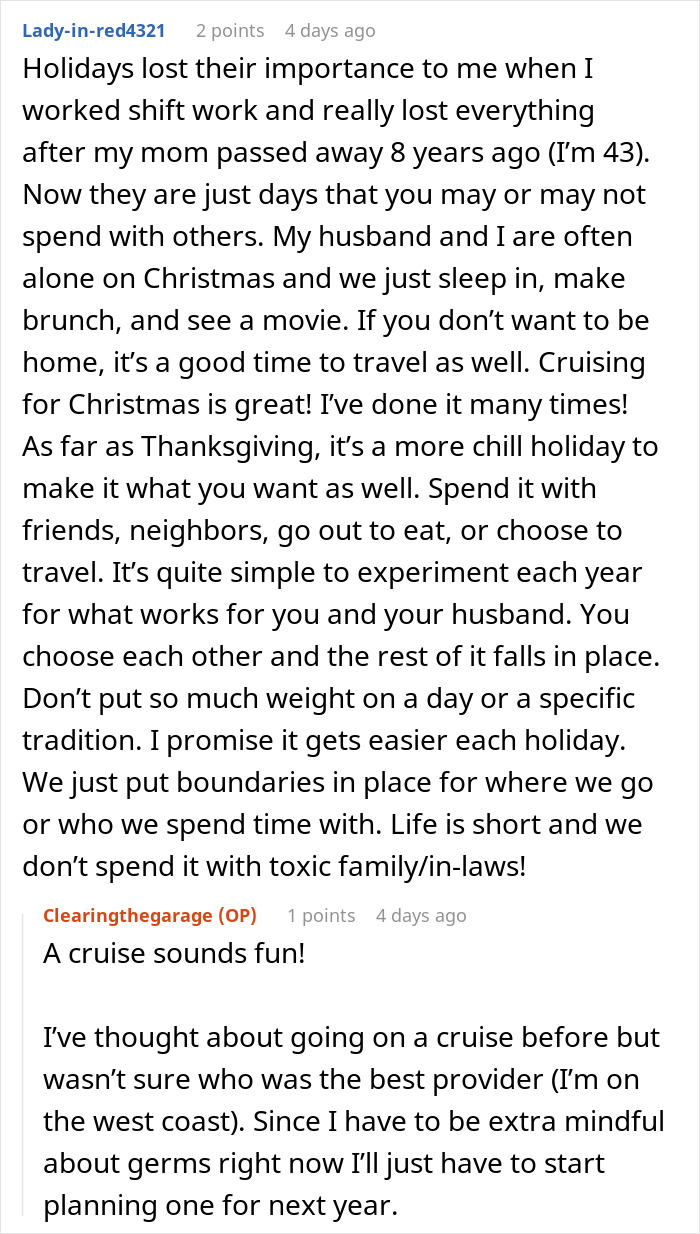 Woman excludes sick daughter-in-law from family holiday, causing conflict after she responds angrily to exclusion.