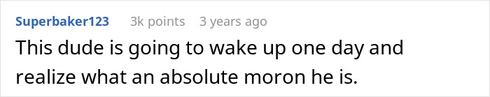 Comment text on a white background discussing someone realizing they were a moron, related to a woman leaving the US to start a new life in France due to her boyfriend not handling her success. Comment text on a white background discussing someone realizing they were a moron, related to a woman leaving the US to start a new life in France due to her boyfriend not handling her success.