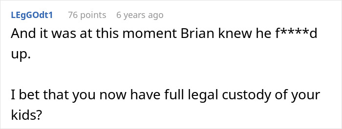 User comment on a forum discussing a woman dealing with toxic ex and his constant threats about legal custody of kids. User comment on a forum discussing a woman dealing with toxic ex and his constant threats about legal custody of kids.