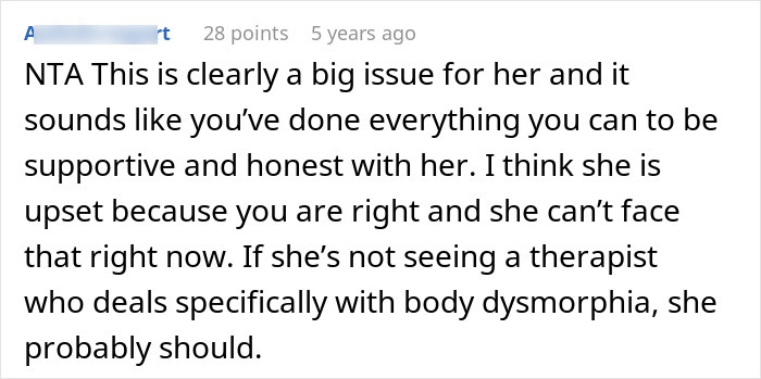 Screenshot of an online discussion about a woman seeking her husband's honest feelings on her plastic surgeries. Screenshot of an online discussion about a woman seeking her husband's honest feelings on her plastic surgeries.