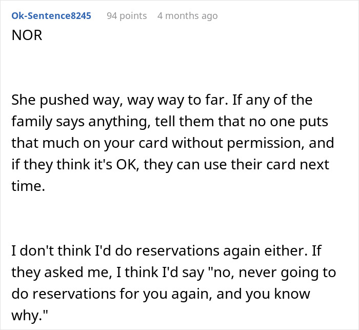 Comment discussing a rich man refusing to pay for a cake ordered by his sister-in-law without his permission. Comment discussing a rich man refusing to pay for a cake ordered by his sister-in-law without his permission.