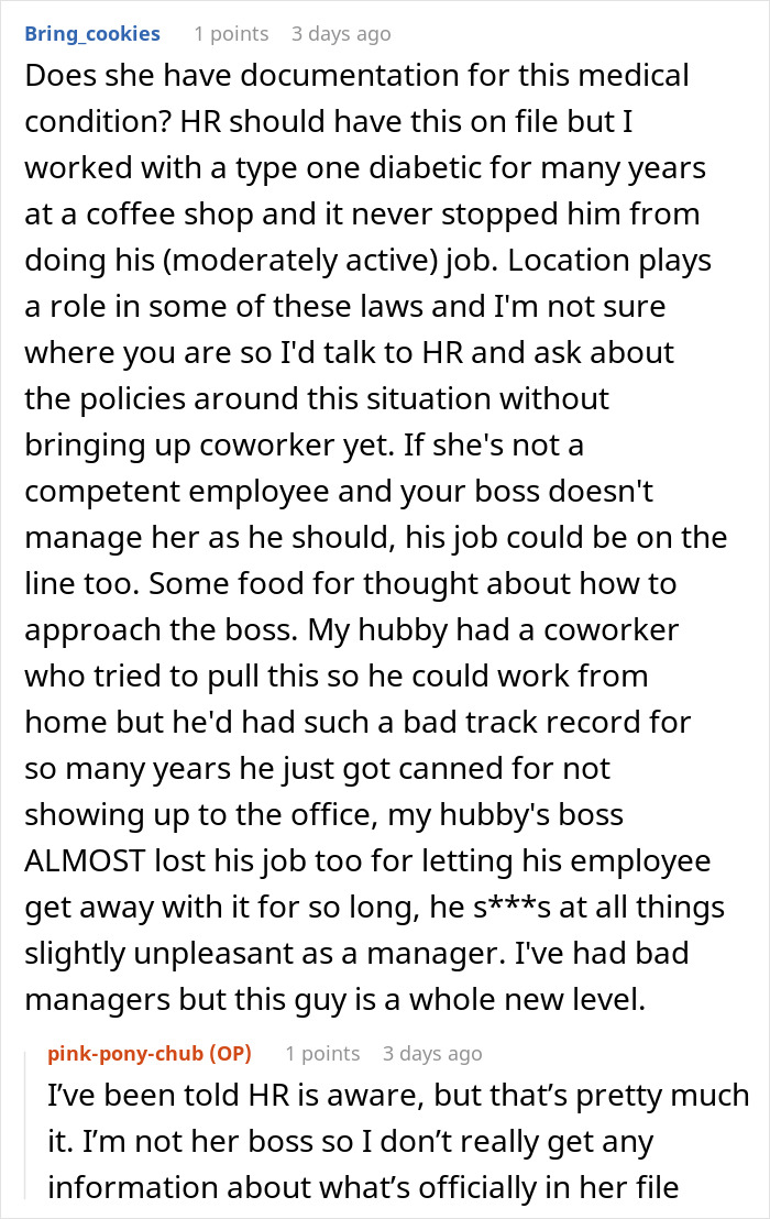 Woman eats what she shouldn’t at work causing trouble for coworker and HR in office setting discussion. Woman eats what she shouldn’t at work causing trouble for coworker and HR in office setting discussion.