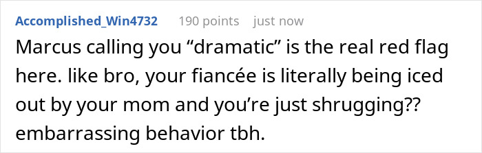 Screenshot of an online comment discussing a future MIL scheduling family events on days the lady is working. Screenshot of an online comment discussing a future MIL scheduling family events on days the lady is working.