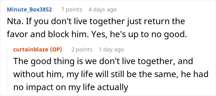 Screenshot of an online conversation about a man’s suspicious work trip causing relationship doubts. Screenshot of an online conversation about a man’s suspicious work trip causing relationship doubts.