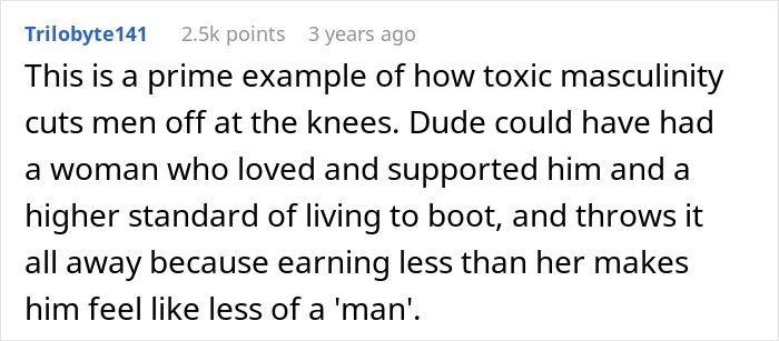 Comment describing toxic masculinity causing a woman to leave the US and start a new life in France due to relationship struggles. Comment describing toxic masculinity causing a woman to leave the US and start a new life in France due to relationship struggles.