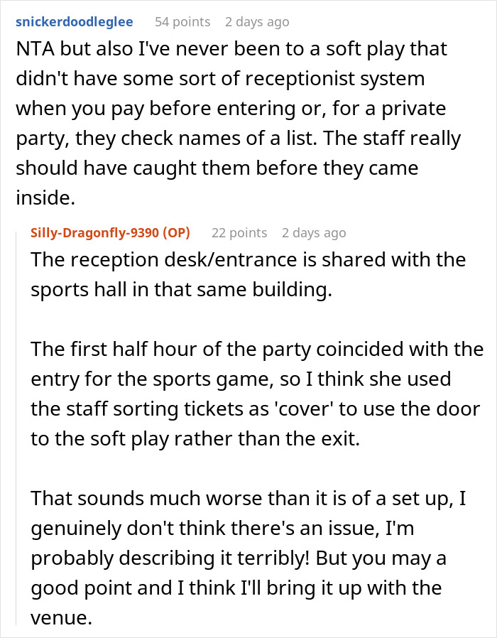 Reddit discussion about entitled mother causing drama after being denied entrance at a private party.