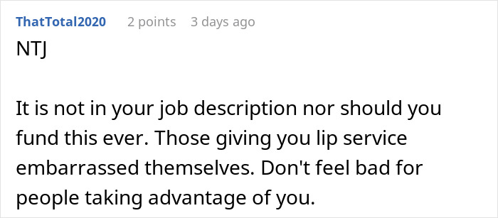 Screenshot of a comment discussing coworkers ghosting the birthday organizer and the resulting upset over no birthdays.