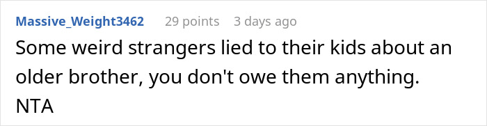 Screenshot of a Reddit comment about parents wanting their abandoned son to play happy family with siblings. Screenshot of a Reddit comment about parents wanting their abandoned son to play happy family with siblings.