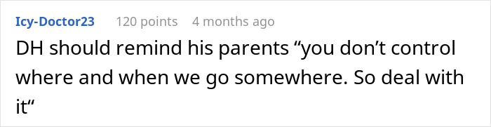 Screenshot of an online comment discussing a MIL announcing she’s coming on a couple’s vacation and getting outplayed. Screenshot of an online comment discussing a MIL announcing she’s coming on a couple’s vacation and getting outplayed.